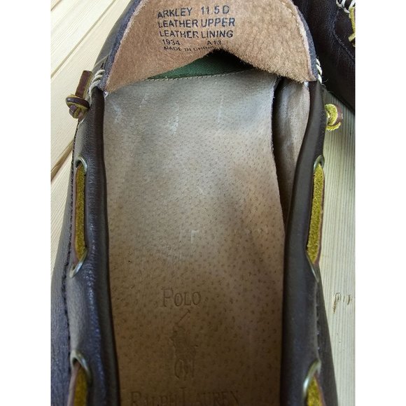 Polo Ralph Lauren Men\'s Arkley Slip On Dark Brown Leather Loafer Shoes